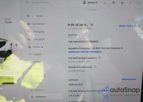 2026 Tesla Model Y Premium Rear-Wheel Drive/Standard Rear-Wheel Drive из США, поврежденный, VIN 7SAYGDED5TF392550